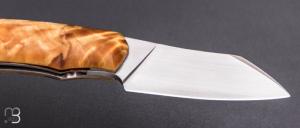    Couteau " Front-flipper custom " par Fabio Pitton - Fourche de peuplier et lame en W2