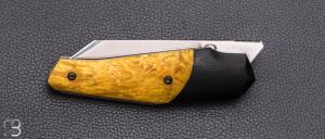    Couteau " Front-flipper custom " par Fabio Pitton - Loupe d'érable stabilisée et lame en M390