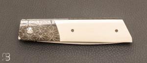 Couteau " Gentleman " custom de Stéphane Sagric - Ivoire de Mammouth et RWL-34