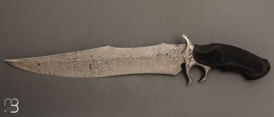  Couteau " Grand Fighter Sub hilt  " de Samuel Lurquin - Damas et G10 gravé par S. Raoux