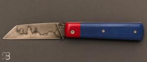 Couteau " Grand Schtroumph " cran plat Micarta et lame en C130 de Garaboux Jean Philippe - Les couteaux de Pi