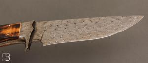  Couteau " Integral Damascus " de Claudio Sobral CAS Knives - Stag et Damas