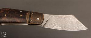    Couteau " Jackdaw " pliant custom par Nicolas Weber - Noyer et damas 