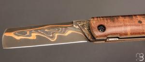    Couteau " Kosto " custom de Michel Grini - Micarta vintage et lame en Tigermaï