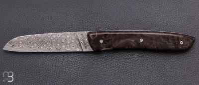   Couteau " L08 " par Atelier Perceval - Loupe de peuplier noire stabilisée et lame damas