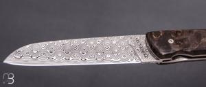   Couteau " L08 " par Atelier Perceval - Loupe de peuplier noire stabilisée et lame damas