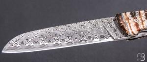   Couteau " L08 " par Atelier Perceval - Molaire de mammouth et lame damas
