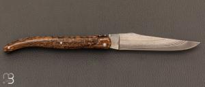 Couteau " Laguiole 12 cm " par Rozelier Fabien- Ty Coutelier - Mammouth et lame Suminagashi