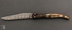    Couteau " Laguiole Champignons 12 cm " par Philippe Voissi�re - Cro�te de buffle et lame damas