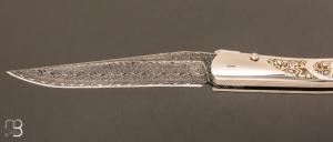  Couteau " Laguiole " par Charlie Bennica - Lame damas de David Brénière et inlays mokumé-gané 