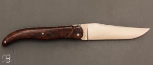 Couteau " Laguiole Grand Air 14,5 cm" par Rozelier Fabien - Ty Coutelier - Loupe de Bois de fer