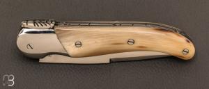  Couteau  " Laguiole chasse " par Couttier - 14C28N - Corne Blonde