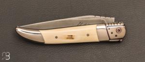  Couteau  "  Laguiole custom" de Jacques Jobin - Mammouth / Titane et damas