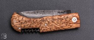  Couteau de poche Le Bugiste Bouleau Cran Forcé avec Tire-bouchon de Frédéric Maschio