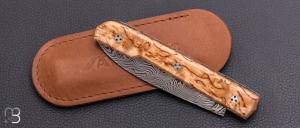  Couteau " Le Capi " par la Coutellerie Savignac - Bouleau et lame en damasteel