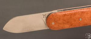 Couteau " Le Cerbère® " pliant par l'Atelier Les 2 Diables - Loupe d'amboine et 14c28N