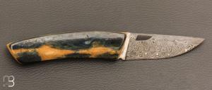   Couteau de poche Le Thiers Damas Ivoire de Mammouth bleu par Fontenille-Pataud