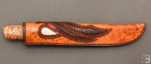 Couteau " Leuku " fixe par Michel Blum - Loupe d'amboine