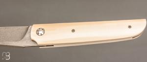   Couteau  "  Light " liner-lock par Thierry Chevron - Ivoire de mammouth et damas wootz