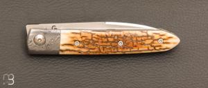    Couteau " Liner lock " par Grégory Picard - Ivoire de mammouth et S45VN