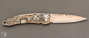  Couteau MC114D par Mcusta - Rainbow damascus - Pièce Unique
