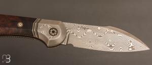    Couteau " Magna " pliant de Gudy van Poppel - Bois de fer et lame damas