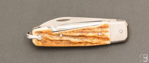 Couteau " Manufrance véritable " en bois de cerf 2 pièces
