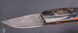   Couteau " Mastard " custom par Christophe Arbogast - Ivoire de mammouth et damas de F.Keller