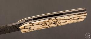  Couteau  "  Mastard " custom par Christophe Arbogast - Ivoire de mammouth et lame damas de F.Keller