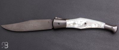 Couteau "Navaja" à palanquille de Pierre Thomas - Atelier Odae - Nacre blanche et N690