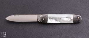   Couteau " Navette Nogentaise " de collection par Benjamin Mittay - Nacre blanche