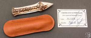 Couteau " L'Oegopsyde " fait main par Laraud Blade  - Bois de cerf et 14C28