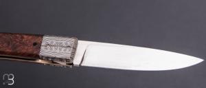     Couteau " Pièce unique " de collection par Philippe Ricard - Palissandre du Honduras / Damas et N690