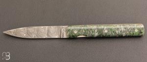   Couteau Perceval " Le Français " - Lame Damas et Vert d'Orezza