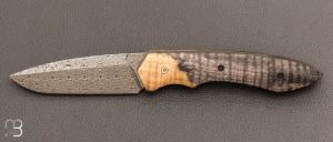   Couteau " Petit Duc " par Nicolas Kowal -Ch�taignier ond� stabilis� et Damasteel