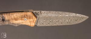   Couteau " Petit Duc " par Nicolas Kowal -Châtaignier ondé stabilisé et Damasteel