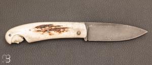 Couteau  "  Pièce unique  " de Jérôme Lamic - Bois de cerf et damas