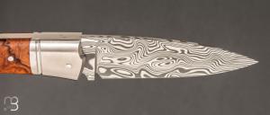  Couteau " Pièce unique " custom par Rémi Lavialle - Loupe de Bois de fer et lame en Damasteel