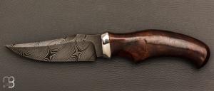   Couteau " Pièce unique " fixe de Samuel Lurquin - Damas et ironwood