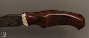   Couteau " Pièce unique " fixe de Samuel Lurquin - Damas et ironwood