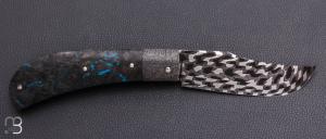     Couteau " Pilon "  custom de Anthony Brochier - Fatcarbon et damas torsadé mosaïque