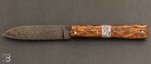    Couteau " Plume " par Vent d'Aubrac - Jérôme Lamic- Palmier et lame damas