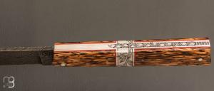    Couteau " Plume " par Vent d'Aubrac - Jérôme Lamic- Palmier et lame damas