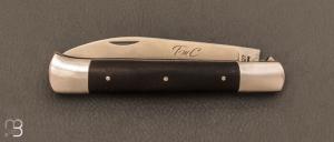  Couteau de poche Roquefort par la coutellerie TMC - Ebène et lame en acier 12C27