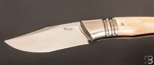    Couteau " Satan'ass " custom par Frédéric Augé - Ivoire de phacochère et lame en RWL34