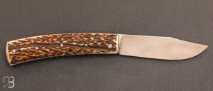 Couteau  "  Scagel " fait main par Laurent Gaillard - Bois de cerf - XC75