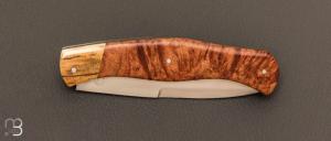 Couteau "  Slipjoint " de collection par Benjamin Cariou - Loupe de cade stabilisé et lame en RWL34
