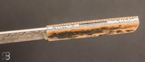 Couteau  "  Snard  " par Tom Fleury - ivoire de mammouth et lame damas