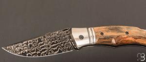    Couteau  "  Spartan  "  custom lock-back par Raphaël Durand - Damas de Samuel Lurquin