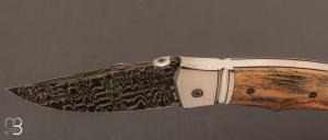    Couteau  "  Spartan  "  custom lock-back par Raphaël Durand - Damas de Samuel Lurquin